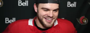 Pierre Dorion, D.J. Smith, Alex DeBrincat, Thomas Chabot and Derick